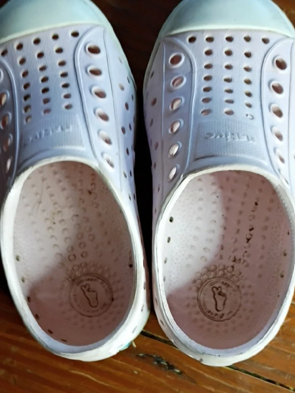 Native Kids Lightweight Slip-On Water Shoes in Pale Pink and White